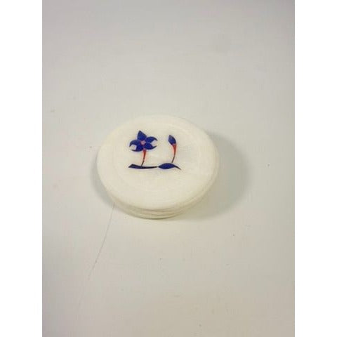 Marble Coaster Set 5 Lapis Lazuli Inlay Stone Floral Barware Decor Replacement Soapstone Unique Vintage Handcrafted Hand Carved Flowers