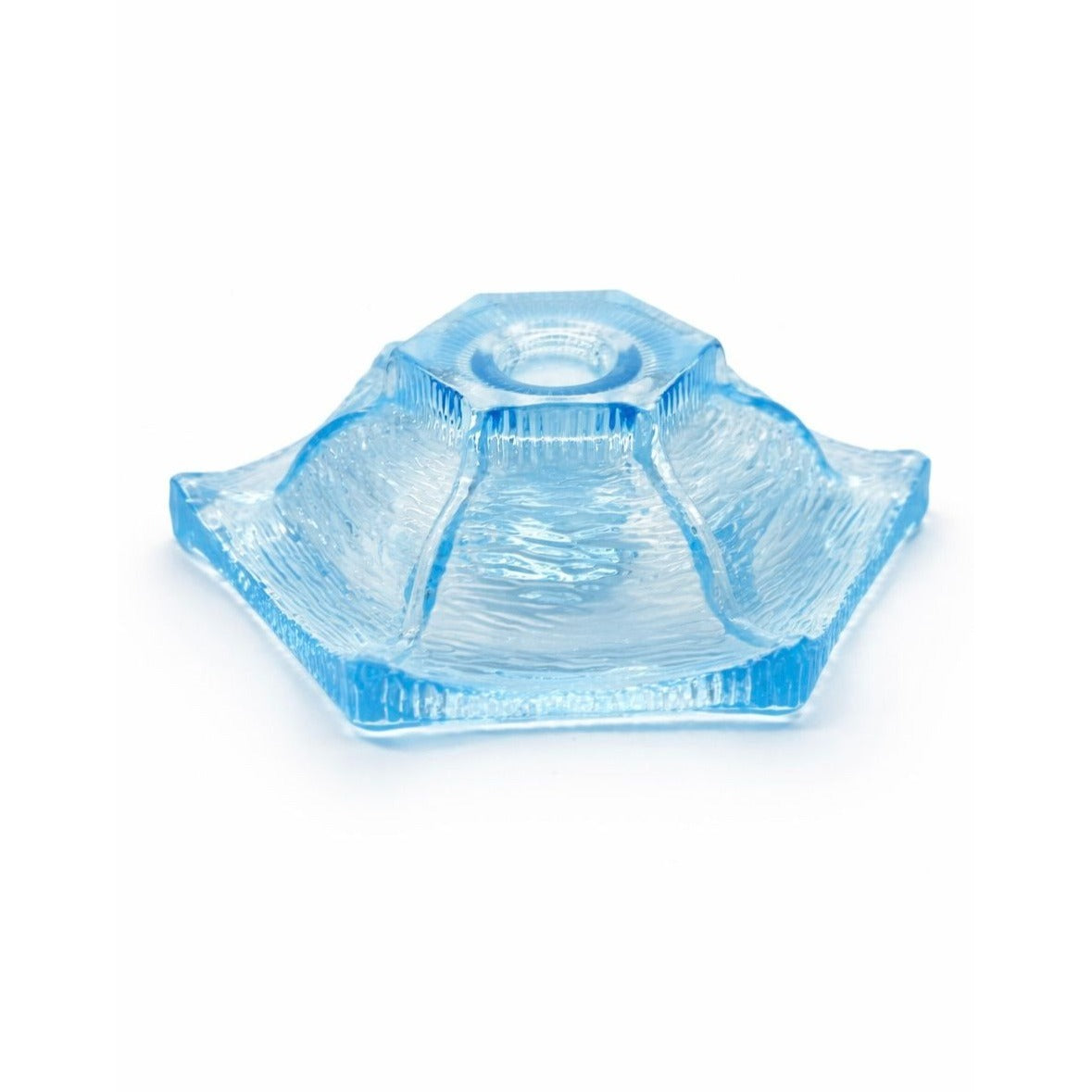 Taper Candle Holder LE Smith Pagoda Light Ice Blue Textured Glass Candleholder Vintage Collectible Glassware Home Decor Decorative Accents