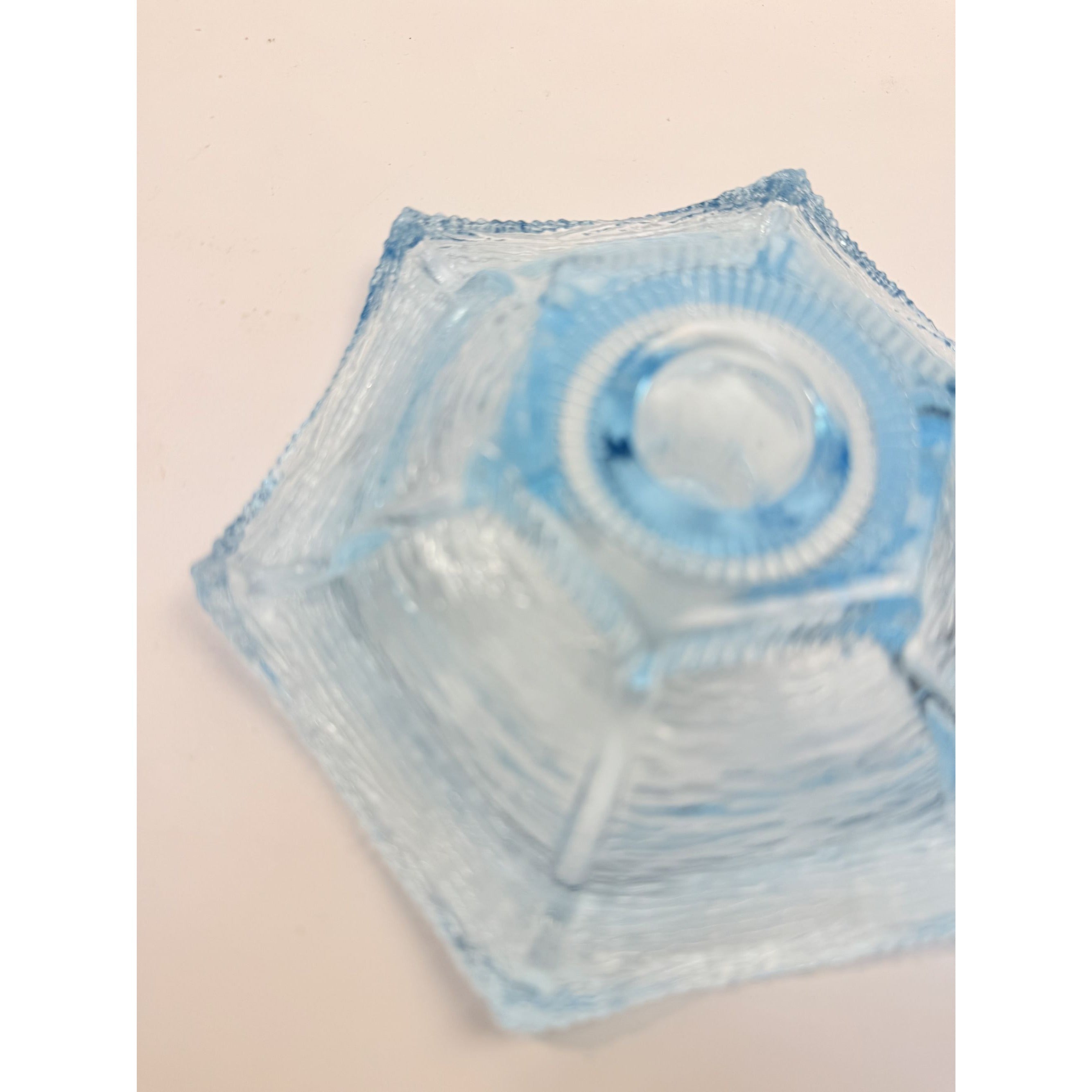 Taper Candle Holder LE Smith Pagoda Light Ice Blue Textured Glass Candleholder Vintage Collectible Glassware Home Decor Decorative Accents