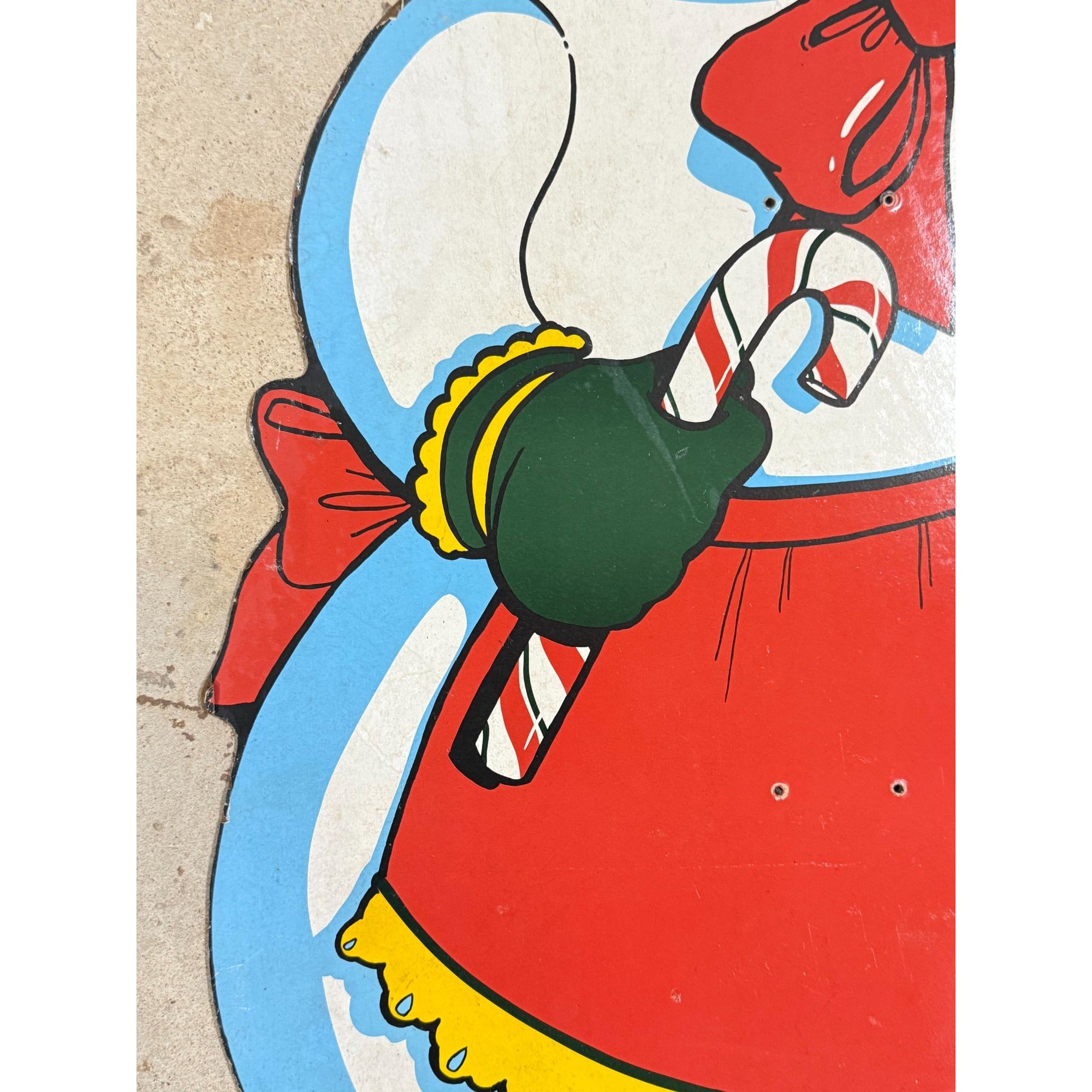 Mrs Ms Snowman Cutout Wall Decor 1950’s-1960’s Era Masonite Board Vintage Christmas Cartoon Mid Century Retro Holiday Seasonal Decor