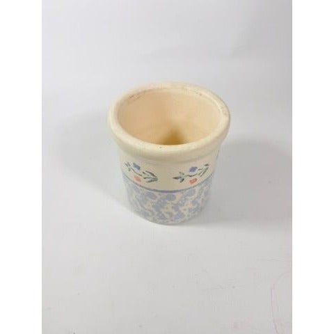 Utensil Crock Blue Spongeware Cansiter Santa Ana Pink and Blue Floral Border