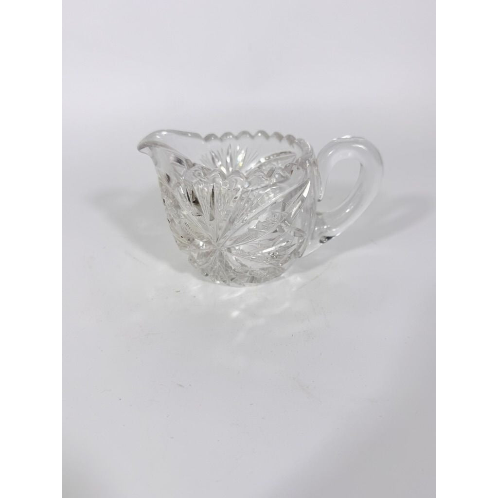 Creamer and Sugar Bowl Set Leaded Crystal American Brilliant Period Antique Replacement Glassware Vintage Party Hostess