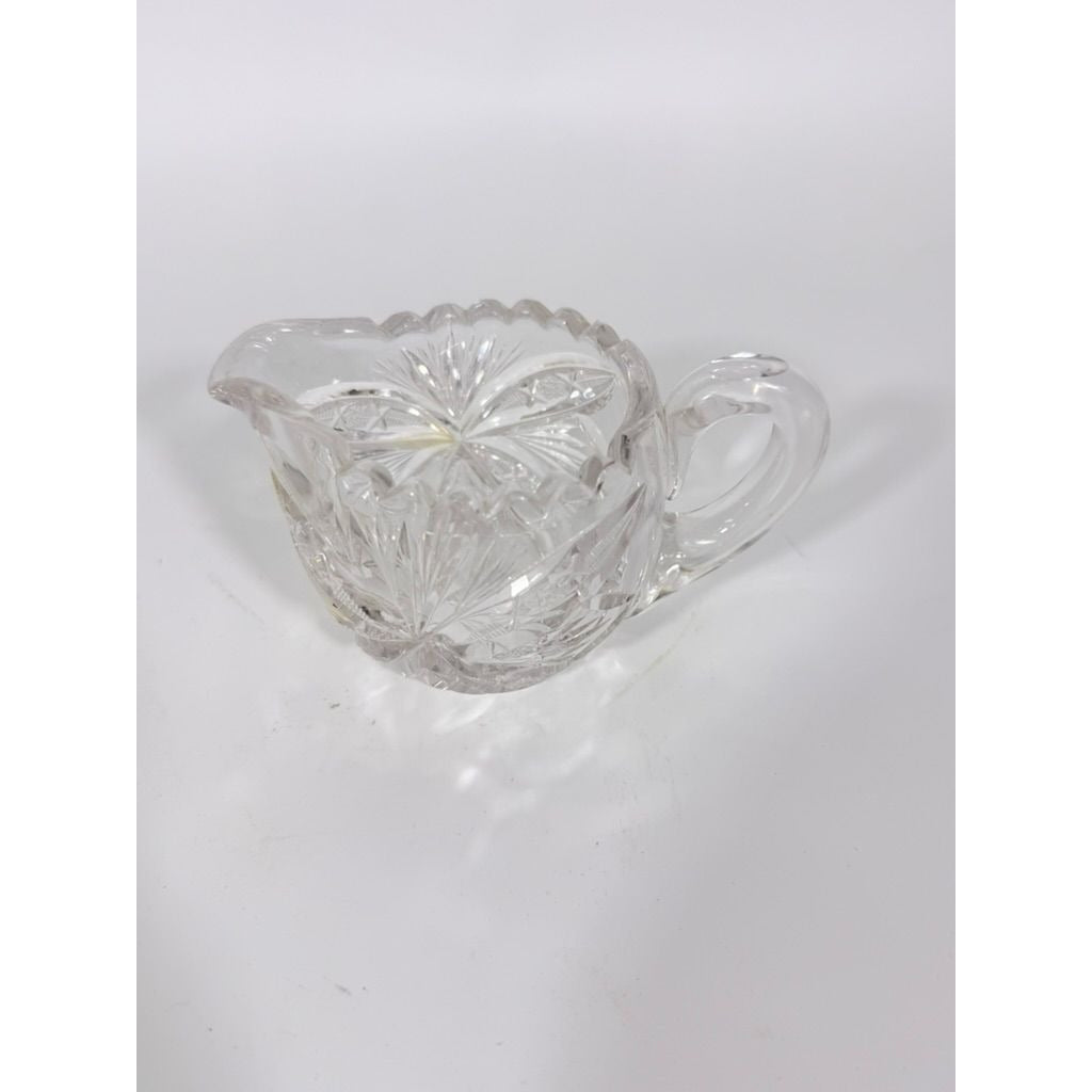 Creamer and Sugar Bowl Set Leaded Crystal American Brilliant Period Antique Replacement Glassware Vintage Party Hostess