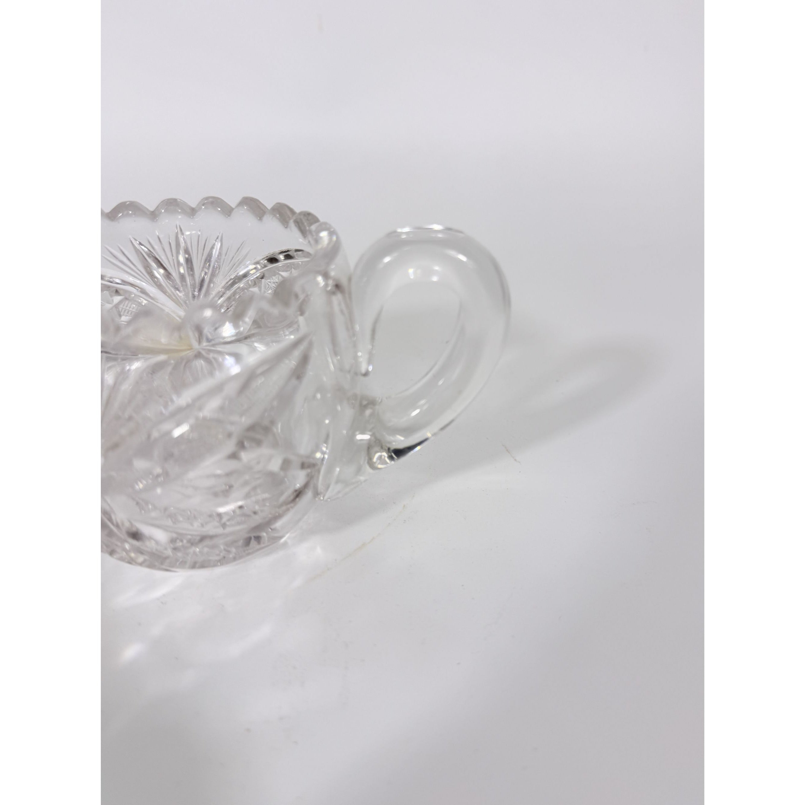 Creamer and Sugar Bowl Set Leaded Crystal American Brilliant Period Antique Replacement Glassware Vintage Party Hostess
