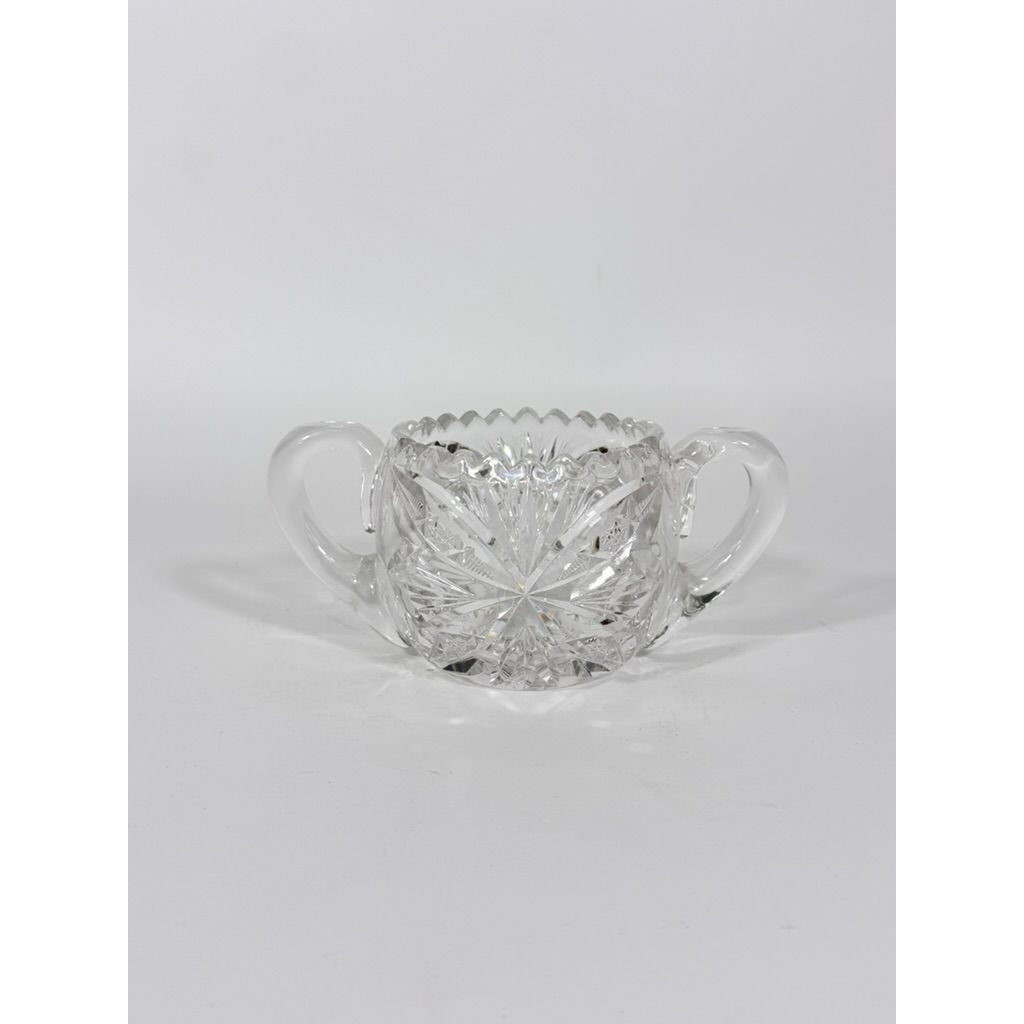 Creamer and Sugar Bowl Set Leaded Crystal American Brilliant Period Antique Replacement Glassware Vintage Party Hostess