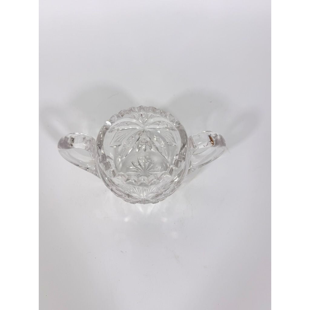 Creamer and Sugar Bowl Set Leaded Crystal American Brilliant Period Antique Replacement Glassware Vintage Party Hostess