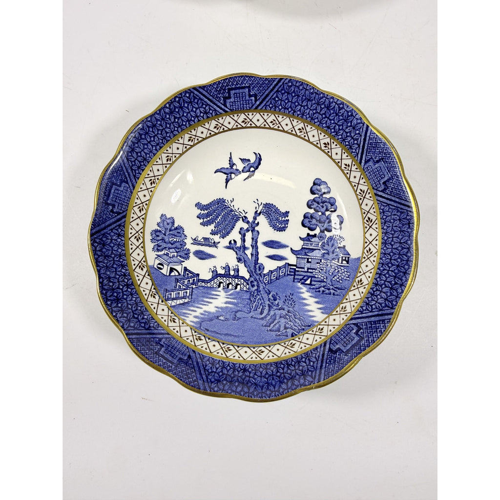 Bowl Coup Cereal Set 4 Booths Real Old Willow Blue Gold Trim Vintage Replacement China Traditional Oriental Chinoiserie England