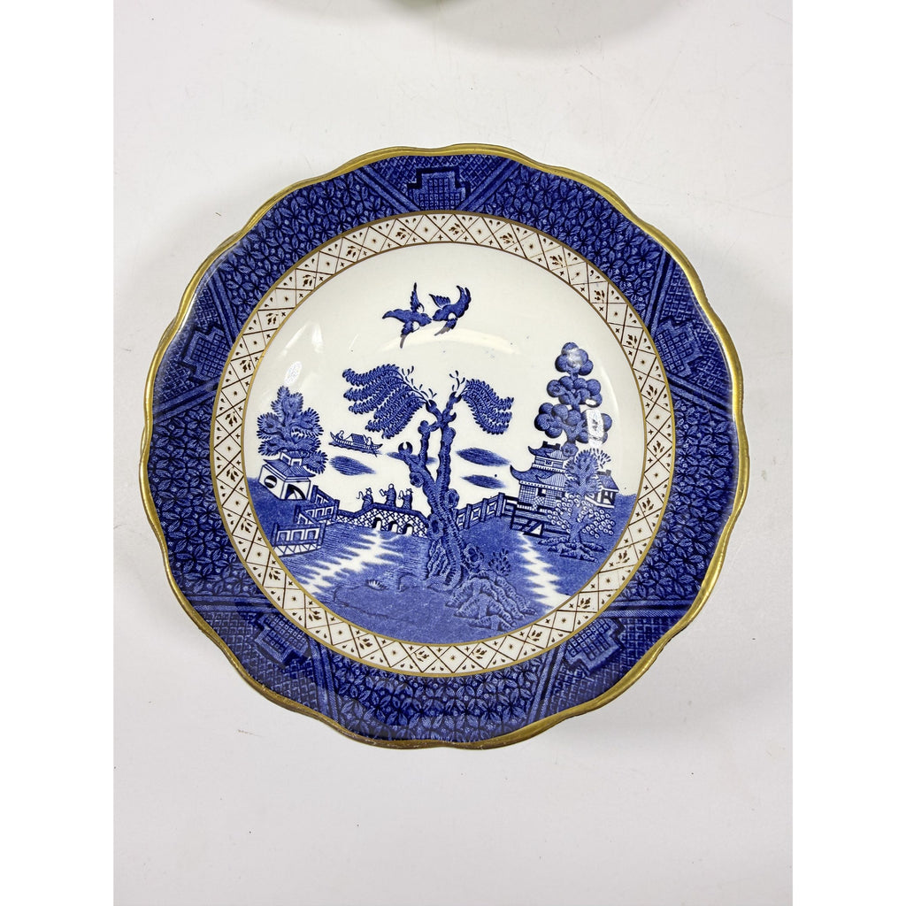 Bowl Coup Cereal Set 4 Booths Real Old Willow Blue Gold Trim Vintage Replacement China Traditional Oriental Chinoiserie England