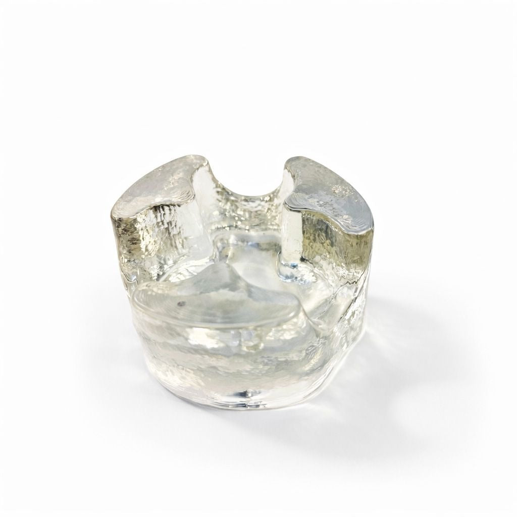 Brutalist Heavy Clear Glass Tea Light Votive Candle Holder Trivet Warmer Glasdesign Georgshutte Stovchen German Georgeshutte Mid Century