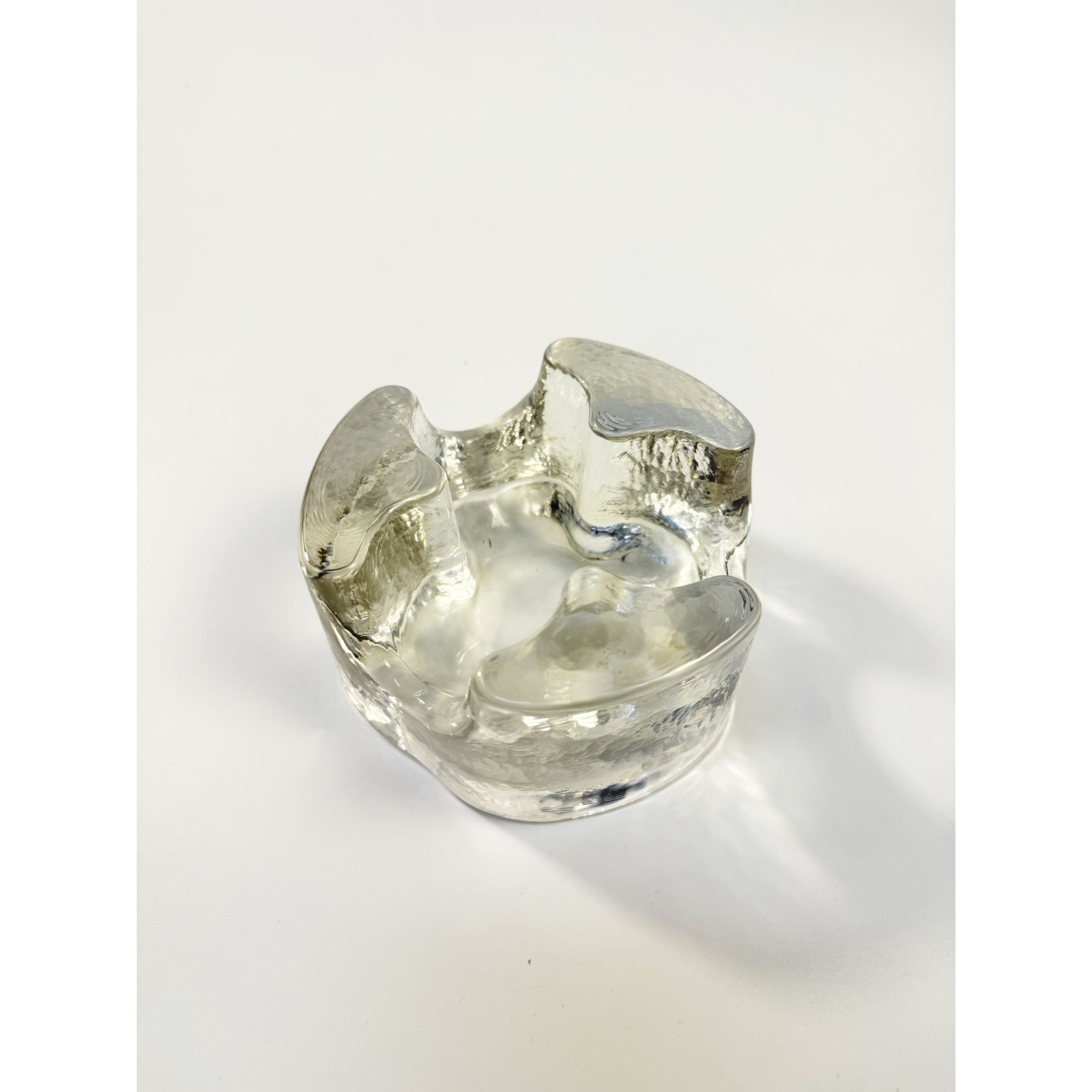 Brutalist Heavy Clear Glass Tea Light Votive Candle Holder Trivet Warmer Glasdesign Georgshutte Stovchen German Georgeshutte Mid Century