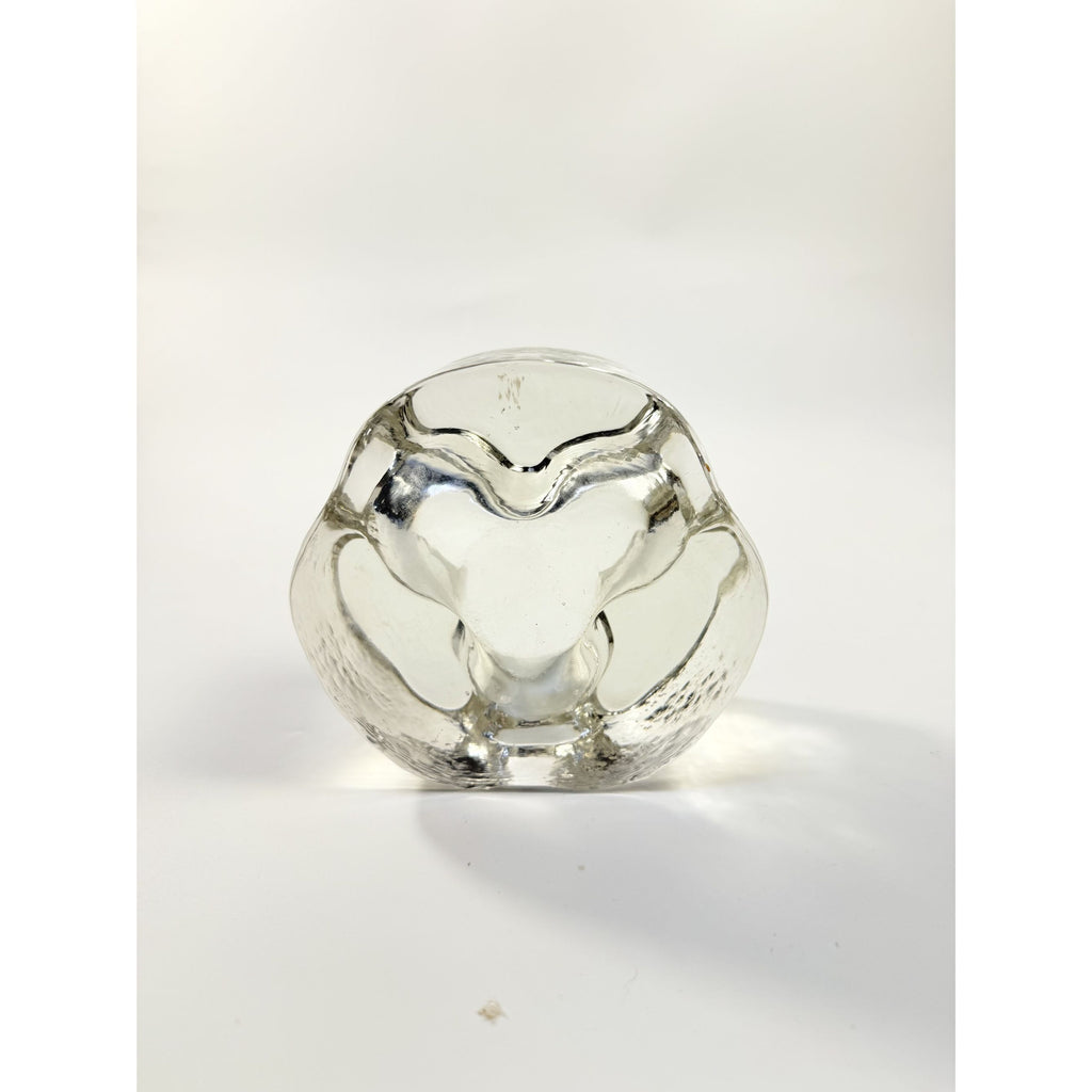Brutalist Heavy Clear Glass Tea Light Votive Candle Holder Trivet Warmer Glasdesign Georgshutte Stovchen German Georgeshutte Mid Century