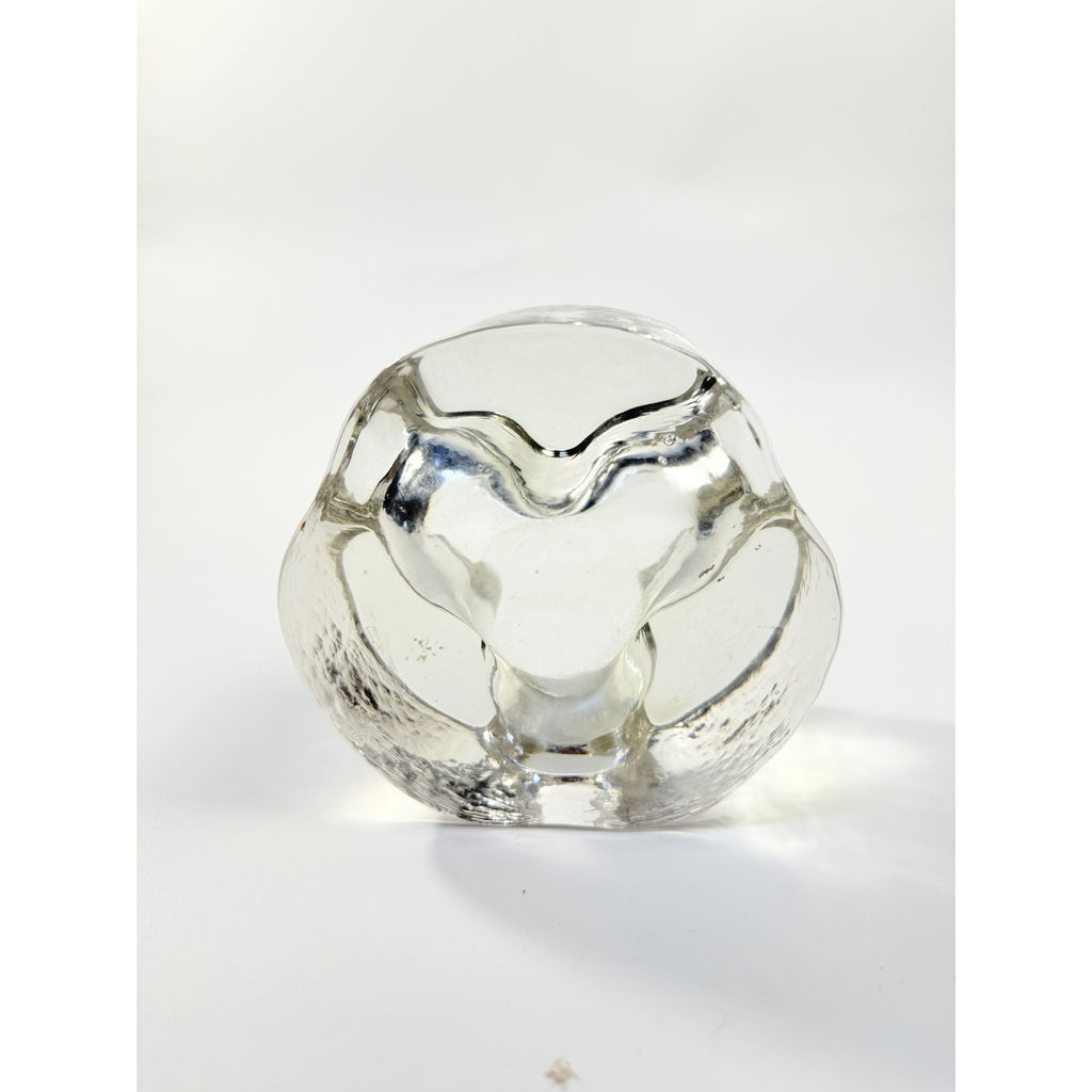 Brutalist Heavy Clear Glass Tea Light Votive Candle Holder Trivet Warmer Glasdesign Georgshutte Stovchen German Georgeshutte Mid Century