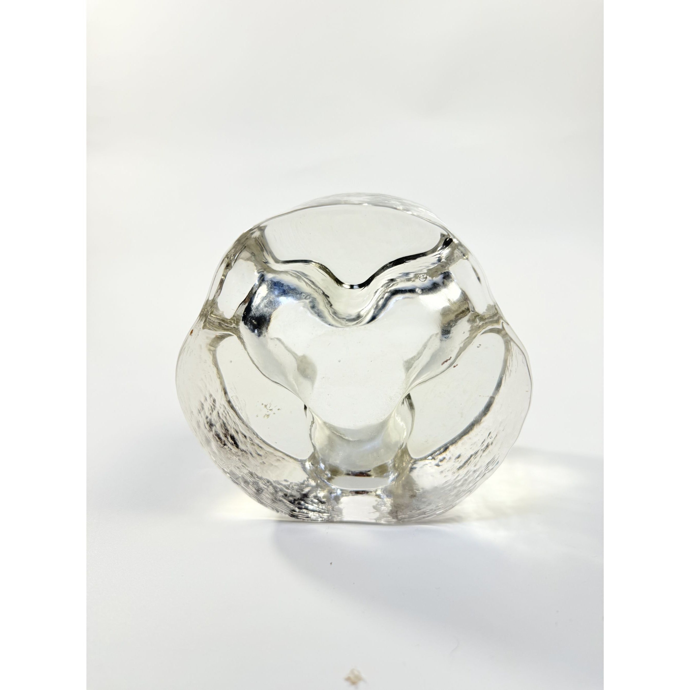 Brutalist Heavy Clear Glass Tea Light Votive Candle Holder Trivet Warmer Glasdesign Georgshutte Stovchen German Georgeshutte Mid Century