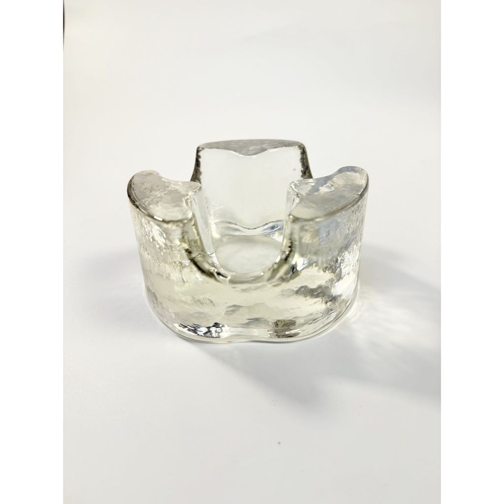 Brutalist Heavy Clear Glass Tea Light Votive Candle Holder Trivet Warmer Glasdesign Georgshutte Stovchen German Georgeshutte Mid Century