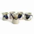 Pottery Mugs Set 4 Creamer Ardens Hill North Carolina Ceramics Vintage Hand Thrown Drip Glaze Design Replacement China Cream Blue Earthtone
