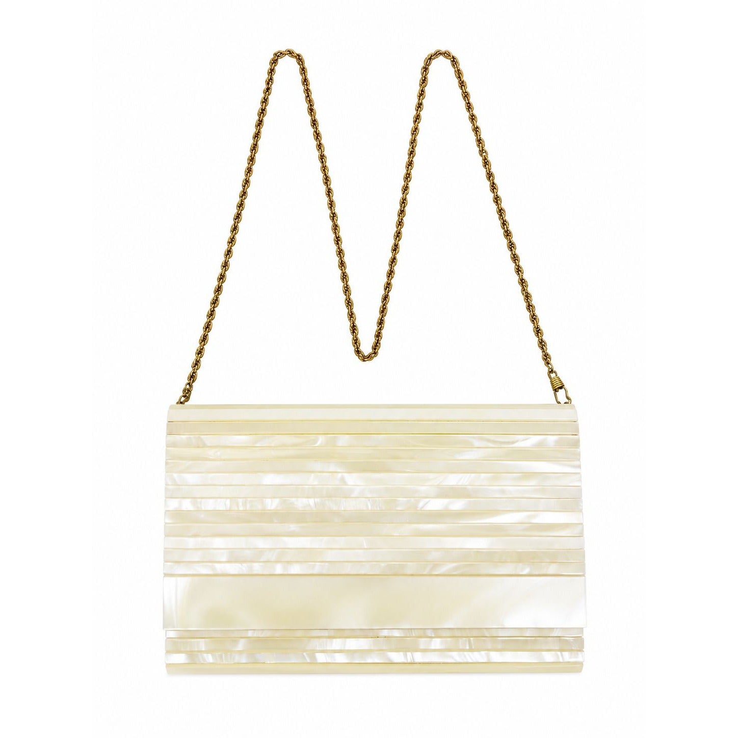 Crossbody Purse Bag Clutch Vintage Acrylic Pearlescent Gold Hardware Mod Deco Hong Kong Party Evening