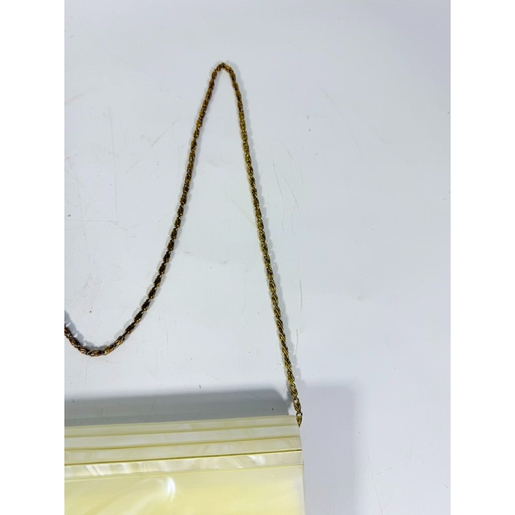 Crossbody Purse Bag Clutch Vintage Acrylic Pearlescent Gold Hardware Mod Deco Hong Kong Party Evening