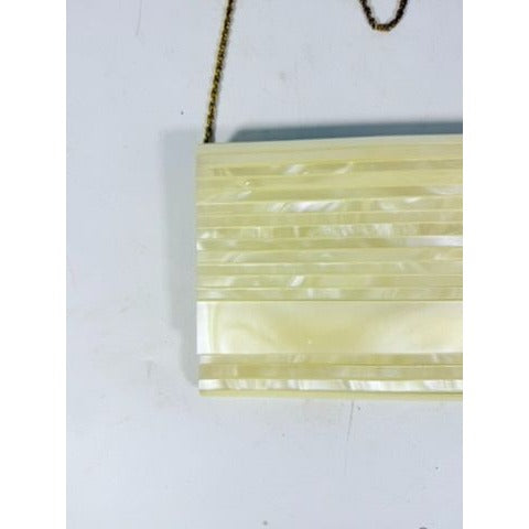 Crossbody Purse Bag Clutch Vintage Acrylic Pearlescent Gold Hardware Mod Deco Hong Kong Party Evening