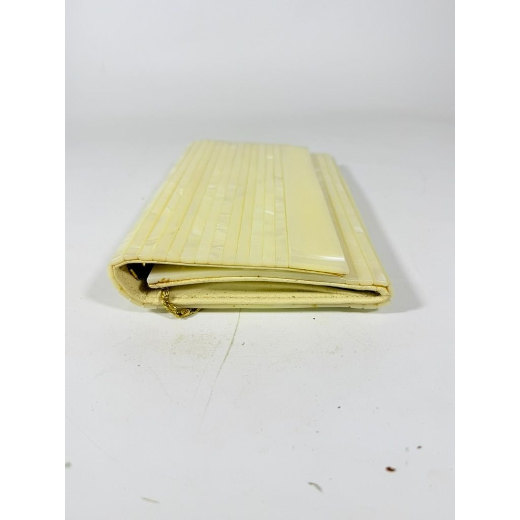 Crossbody Purse Bag Clutch Vintage Acrylic Pearlescent Gold Hardware Mod Deco Hong Kong Party Evening