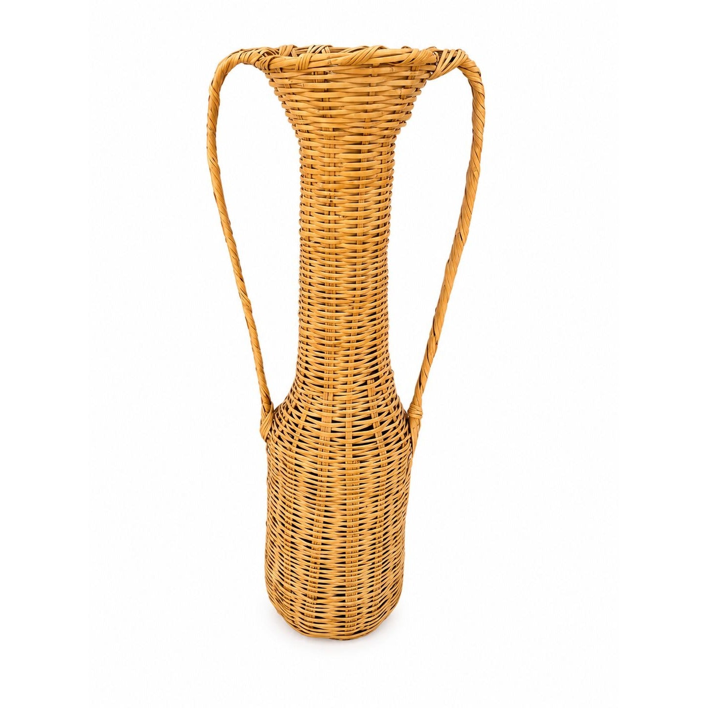 Floor Vase Large Cassia Rattan Wicker Vintage Double Handles WovenBoho Handmade Home Decor Decorative Acccents