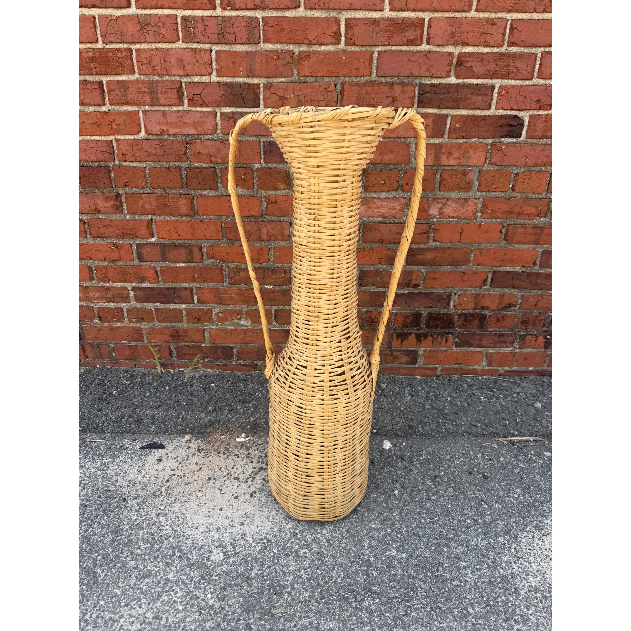Floor Vase Large Cassia Rattan Wicker Vintage Double Handles WovenBoho Handmade Home Decor Decorative Acccents