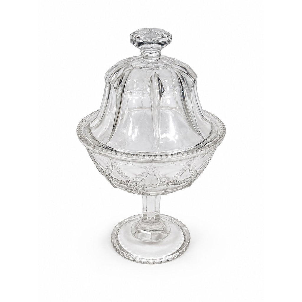 Lidded Compote EAPG National glass Company Teardrop and Tassel Antique Lid Dommed Pressed Glass Candy Dish Covered Replacement Glassware