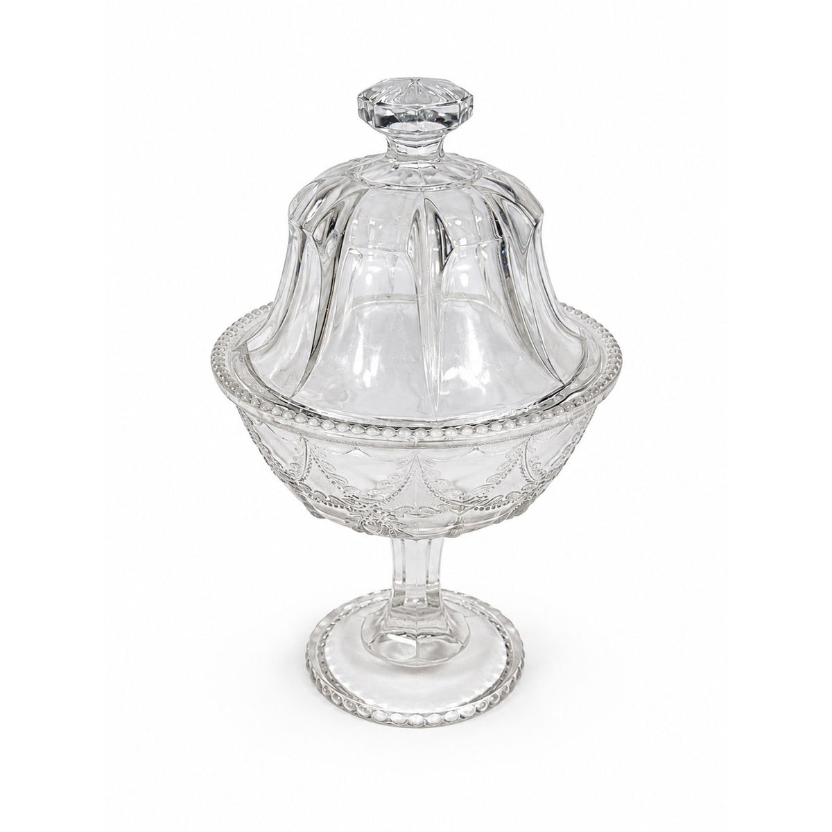 Lidded Compote EAPG National glass Company Teardrop and Tassel Antique Lid Dommed Pressed Glass Candy Dish Covered Replacement Glassware