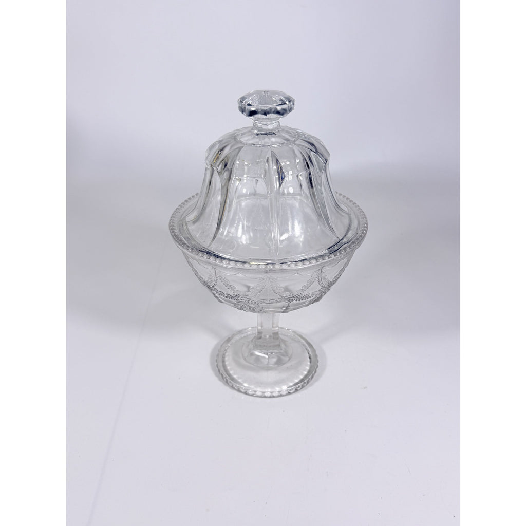 Lidded Compote EAPG National glass Company Teardrop and Tassel Antique Lid Dommed Pressed Glass Candy Dish Covered Replacement Glassware