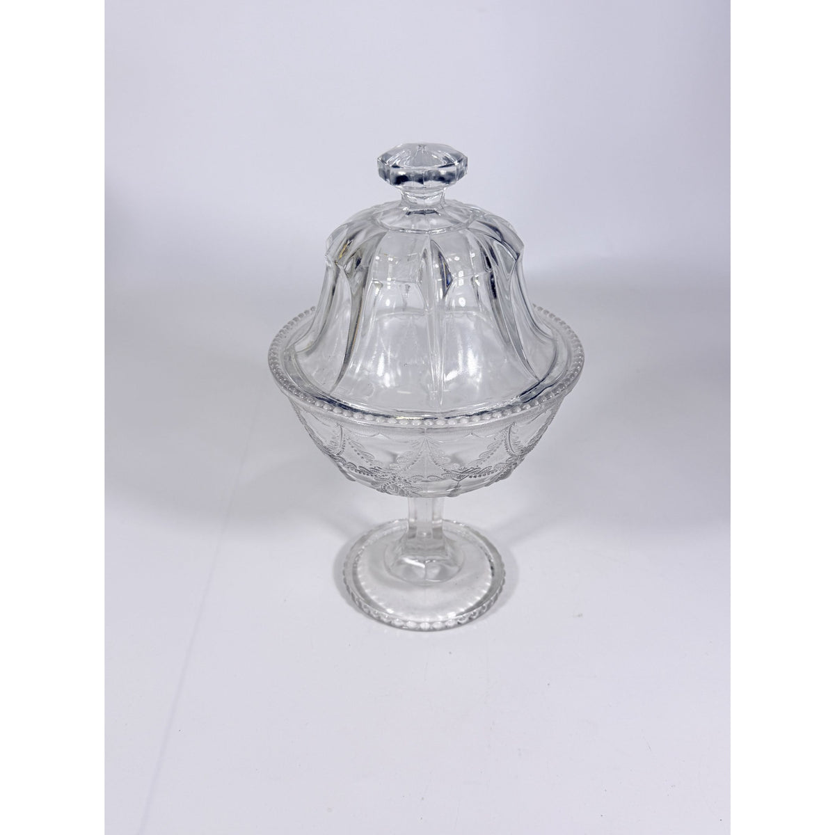 Lidded Compote EAPG National glass Company Teardrop and Tassel Antique Lid Dommed Pressed Glass Candy Dish Covered Replacement Glassware