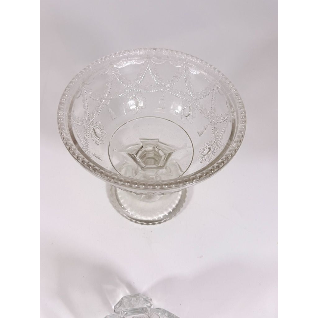 Lidded Compote EAPG National glass Company Teardrop and Tassel Antique Lid Dommed Pressed Glass Candy Dish Covered Replacement Glassware