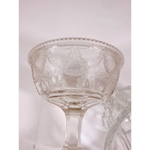 Lidded Compote EAPG National glass Company Teardrop and Tassel Antique Lid Dommed Pressed Glass Candy Dish Covered Replacement Glassware