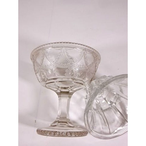 Lidded Compote EAPG National glass Company Teardrop and Tassel Antique Lid Dommed Pressed Glass Candy Dish Covered Replacement Glassware