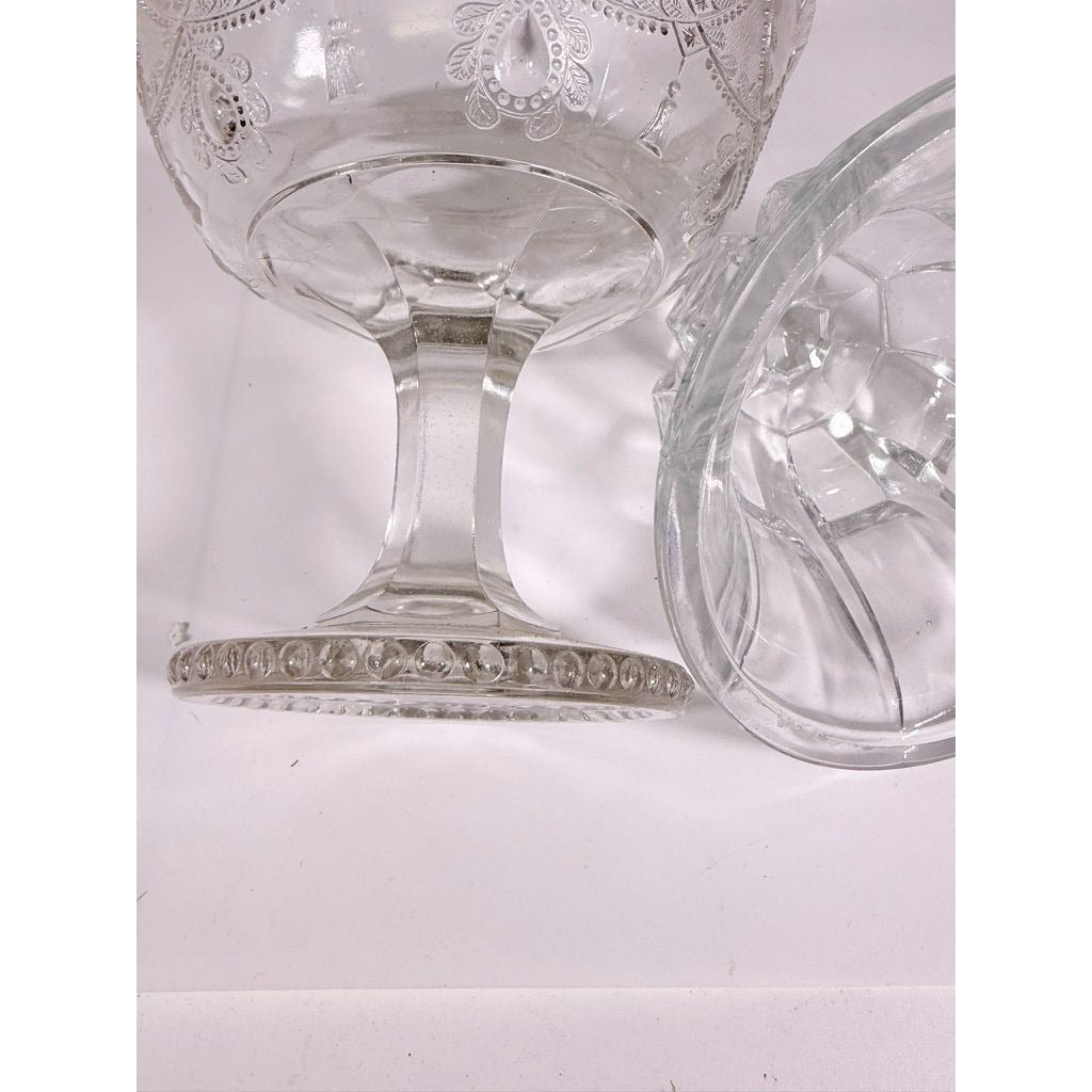 Lidded Compote EAPG National glass Company Teardrop and Tassel Antique Lid Dommed Pressed Glass Candy Dish Covered Replacement Glassware