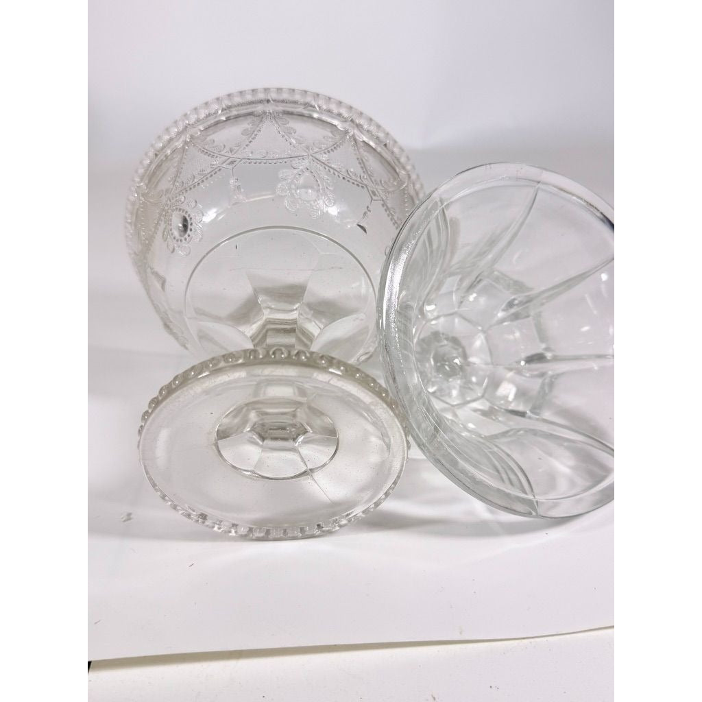 Lidded Compote EAPG National glass Company Teardrop and Tassel Antique Lid Dommed Pressed Glass Candy Dish Covered Replacement Glassware