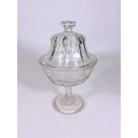 Lidded Compote EAPG National glass Company Teardrop and Tassel Antique Lid Dommed Pressed Glass Candy Dish Covered Replacement Glassware