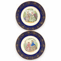 Service Plate Charger Pair Imperial By Salem China Co Godey's Victorian Ladies Fashion Blue 23K GOLD Wall Gallery Decor