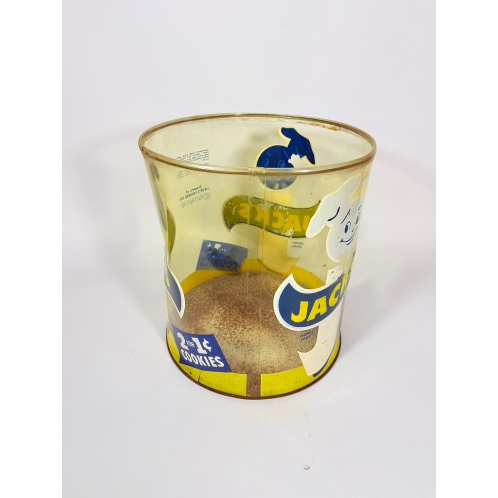 Store Display Bulk Container Jar Happy Jack's Cookie Company Plastic 2 for 1 Cent Collectible Grocery Vintage Mid Century