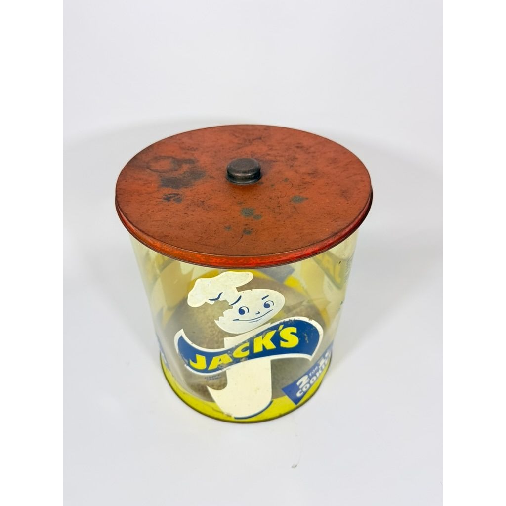 Store Display Bulk Container Jar Happy Jack's Cookie Company Plastic 2 for 1 Cent Collectible Grocery Vintage Mid Century