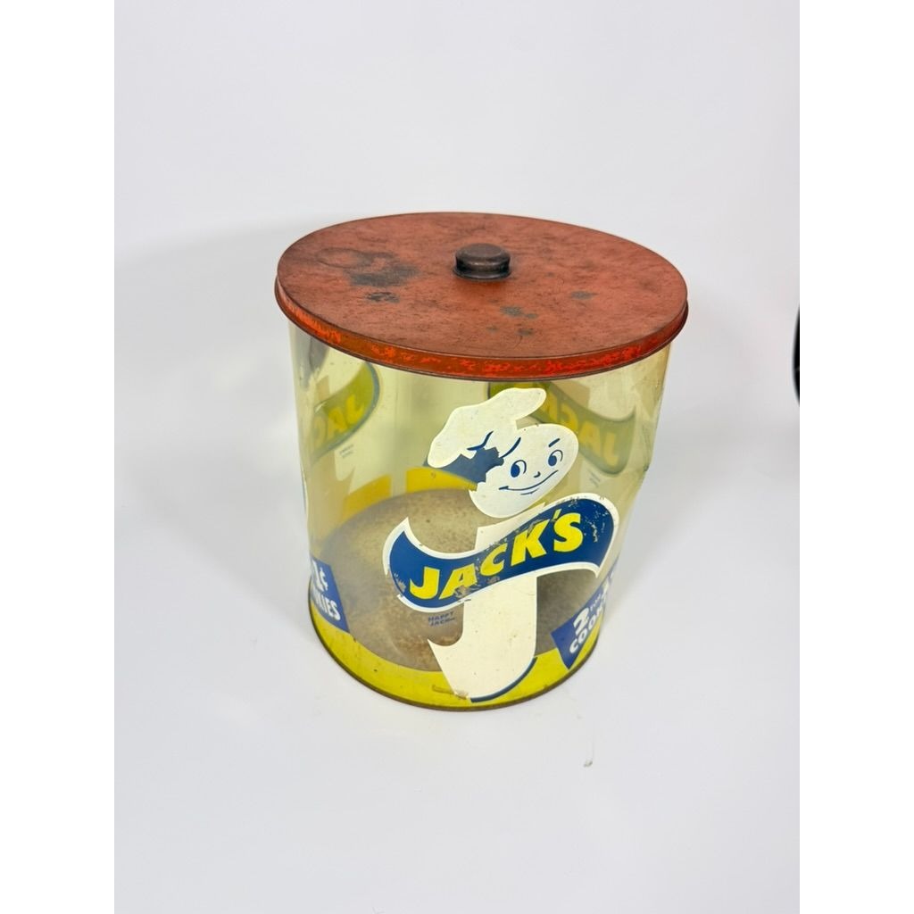 Store Display Bulk Container Jar Happy Jack's Cookie Company Plastic 2 for 1 Cent Collectible Grocery Vintage Mid Century