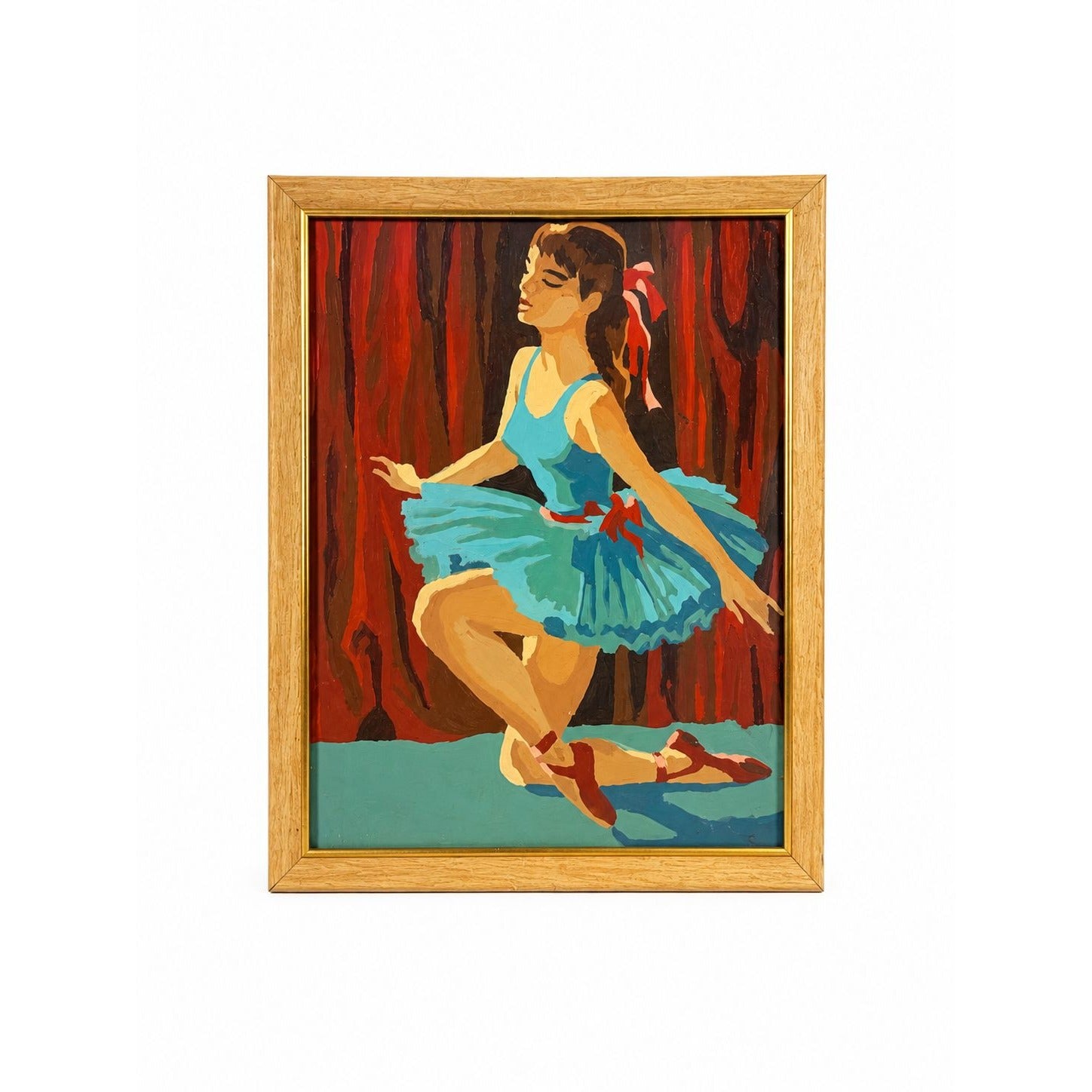 Paint by Number Framed Ballet Dancer Painting | Wall Decor Nursery | Gallery Wall Art Collectible Mid Century Decor Hand Painted Vintage