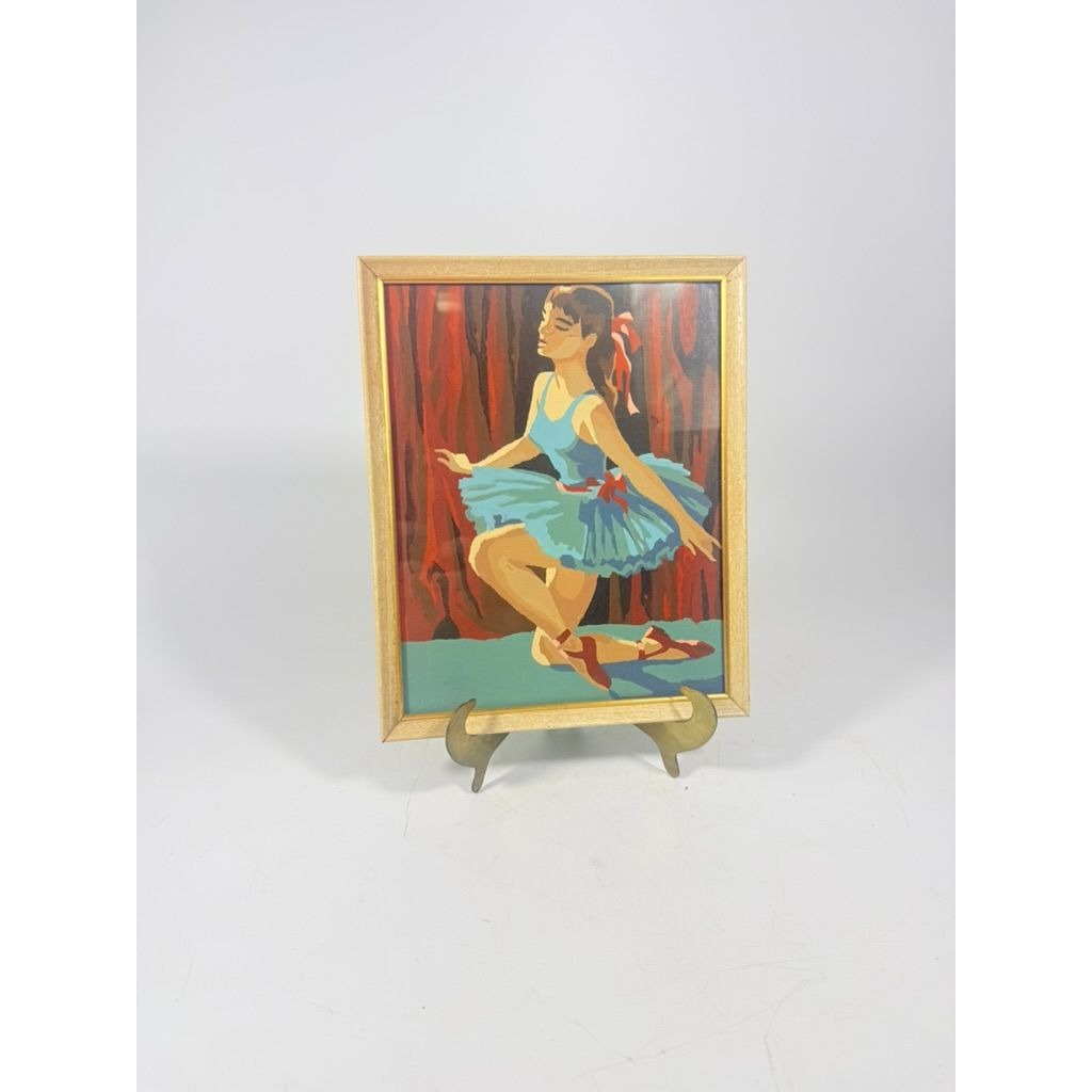 Paint by Number Framed Ballet Dancer Painting | Wall Decor Nursery | Gallery Wall Art Collectible Mid Century Decor Hand Painted Vintage