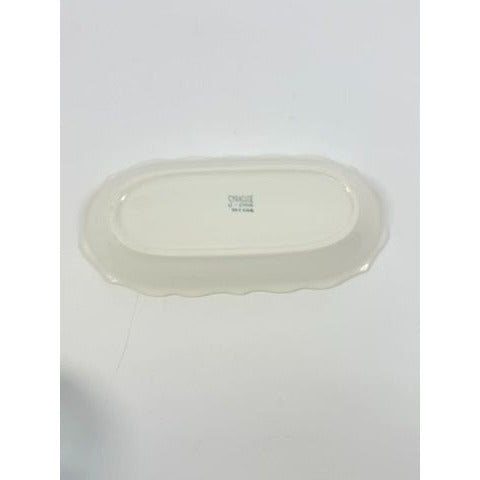 Stoneware Relish Dish Platter Plate Restaurant ware Syracuse Pottery 93-C Black and White Art Deco Oblong Replacement China Scroll Edge