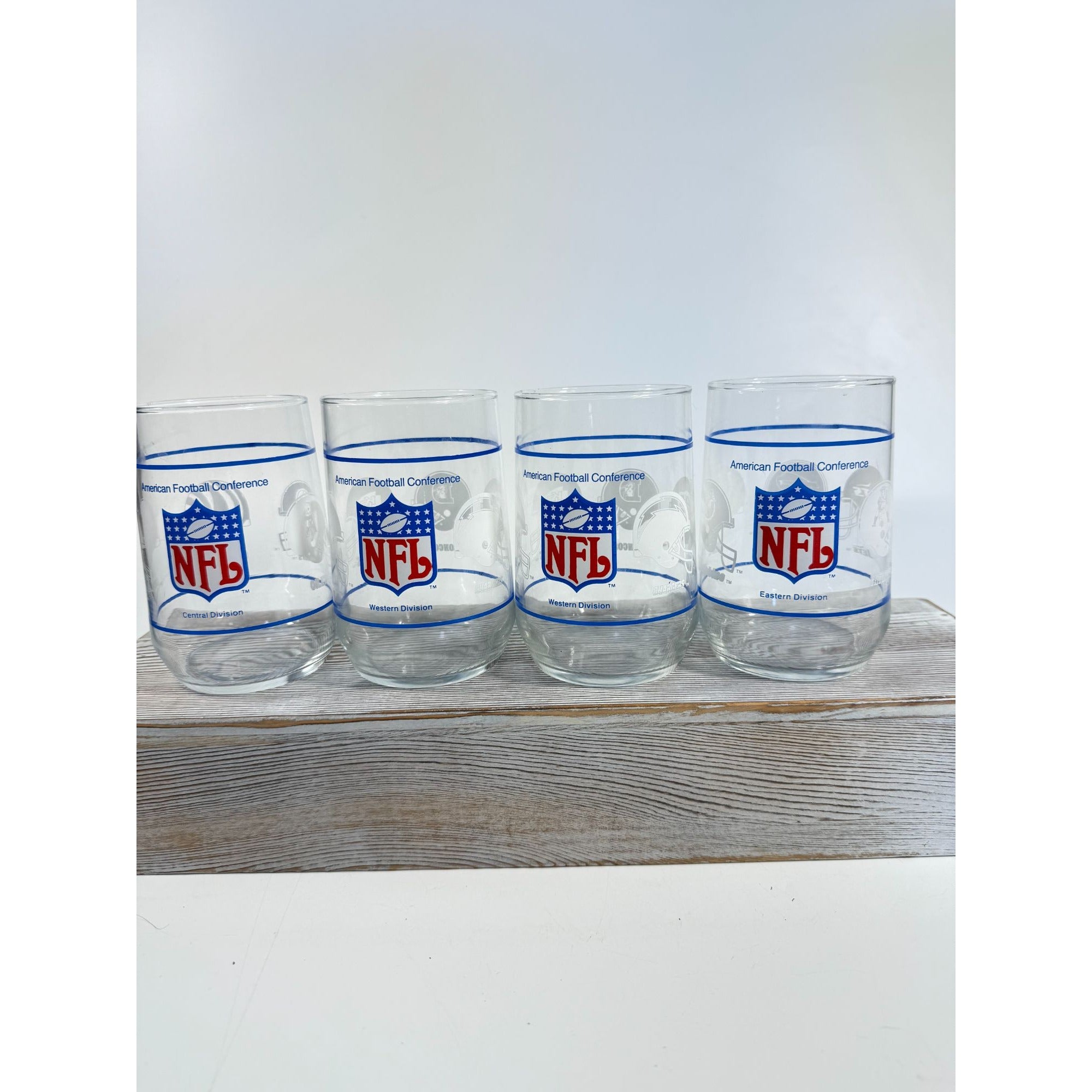 Drinking Tea Water Glasses American Football Conference Western Central Eastern Sports Team Vintage Man Cave Barware Drinkware NFL Collector