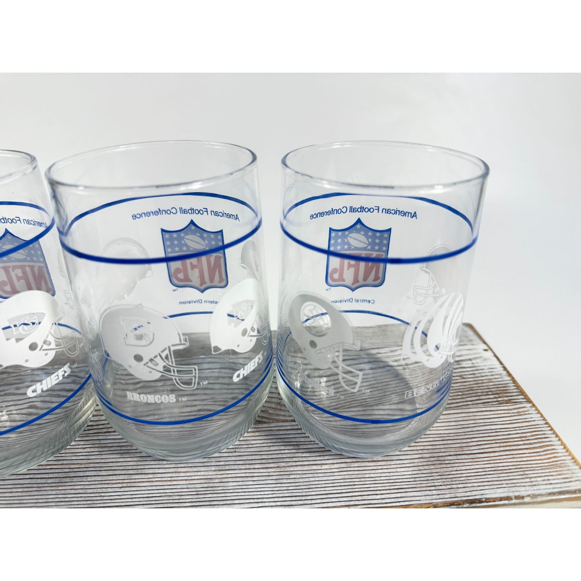 Drinking Tea Water Glasses American Football Conference Western Central Eastern Sports Team Vintage Man Cave Barware Drinkware NFL Collector