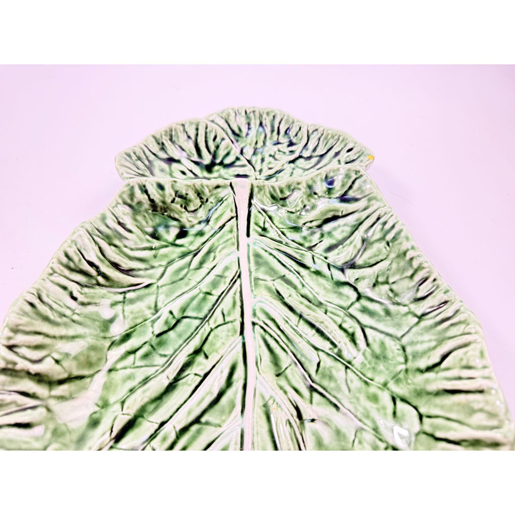 Serving Platter Chip and Dip Bordallo Pinheiro Large Green Cabbage Leaf Made in Portugal Replacement China Grand Millennial