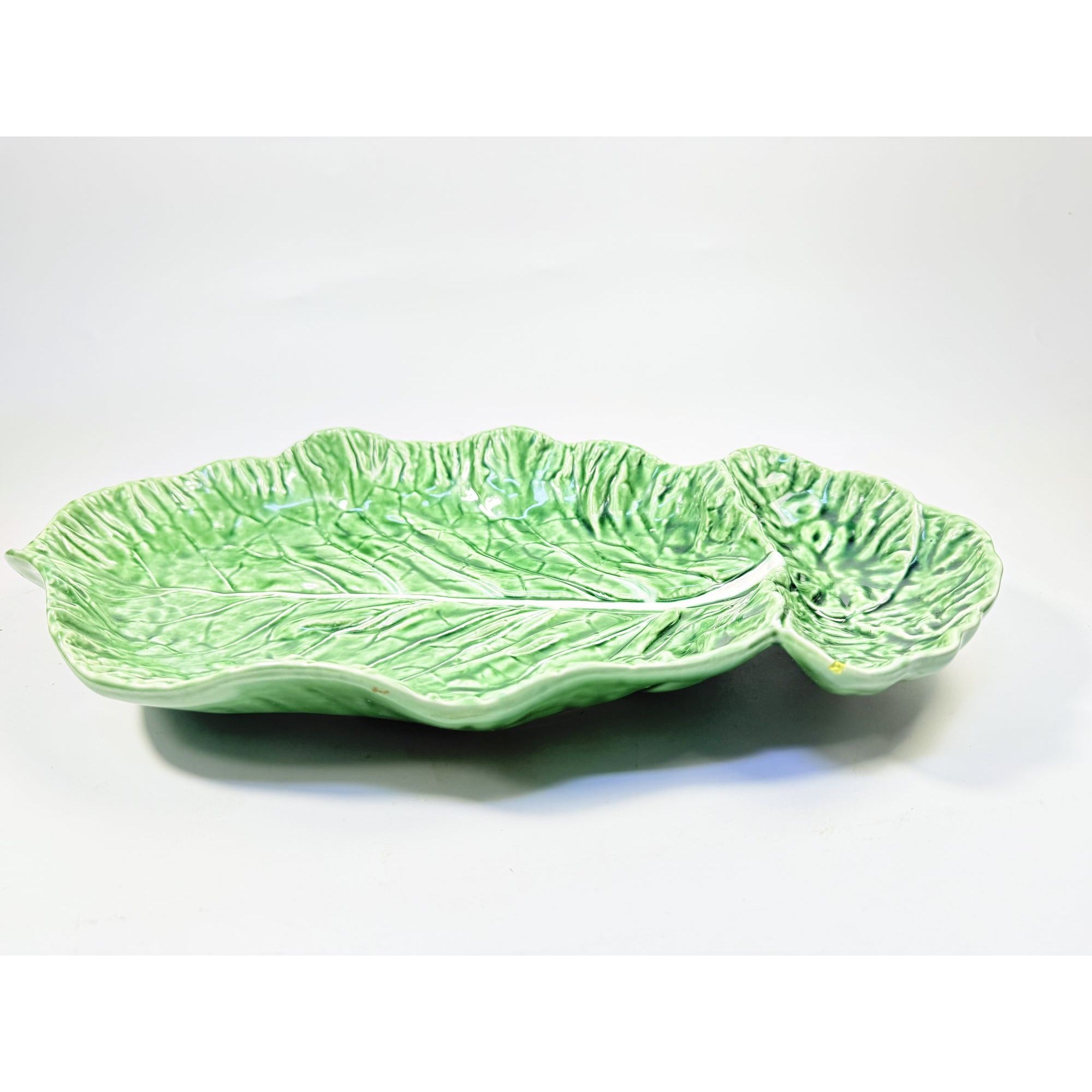 Serving Platter Chip and Dip Bordallo Pinheiro Large Green Cabbage Leaf Made in Portugal Replacement China Grand Millennial