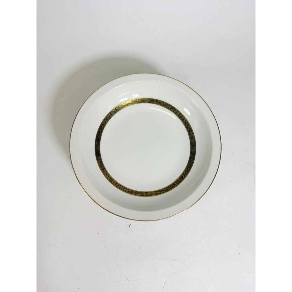 Rim Soup Bowl Set 8 Key Largo by Meito Black Greek Key On Gold Band Royal M Japan Replacement China Vintage Elegant Traditional Classic