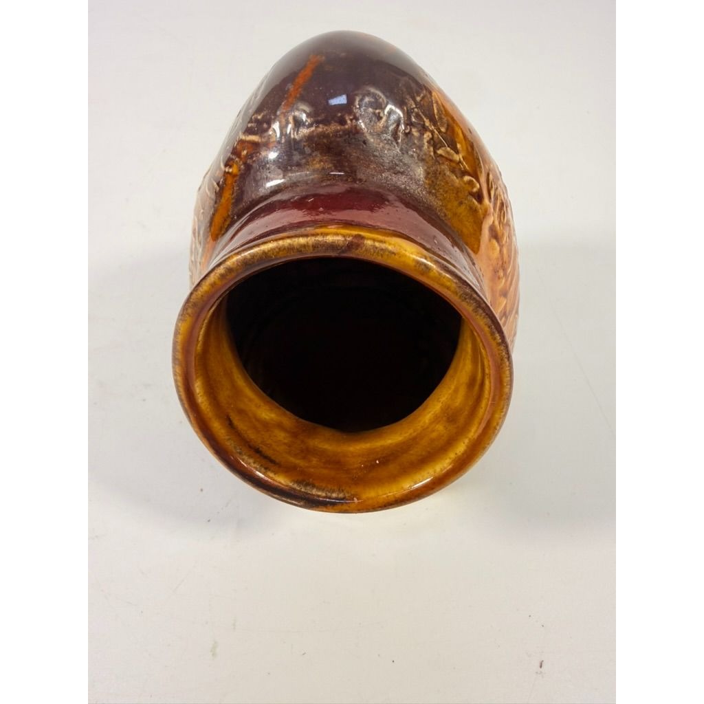 Pottery Honey Pot Jane Pottery Handmade Vintage Brown Floral Design Sugar Bowl Fired Kiln Glazed Kitchenware Serving Pieces