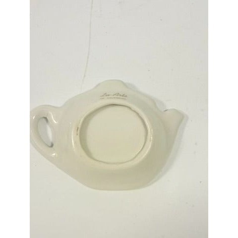 Tea Bag Holder Let me Hold your Tea Bag Lu Arts of California Ceramic Hand Painted Gold Letters Rest Vintage Unique Gift Dainty Barware