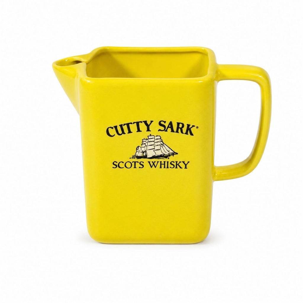 Whiskey Pitcher Cutty Sark Scots Whisky Yellow Ceramic Made in Mexico Pub Single Malt Advertising Liquor Barware Collectible Man Cave